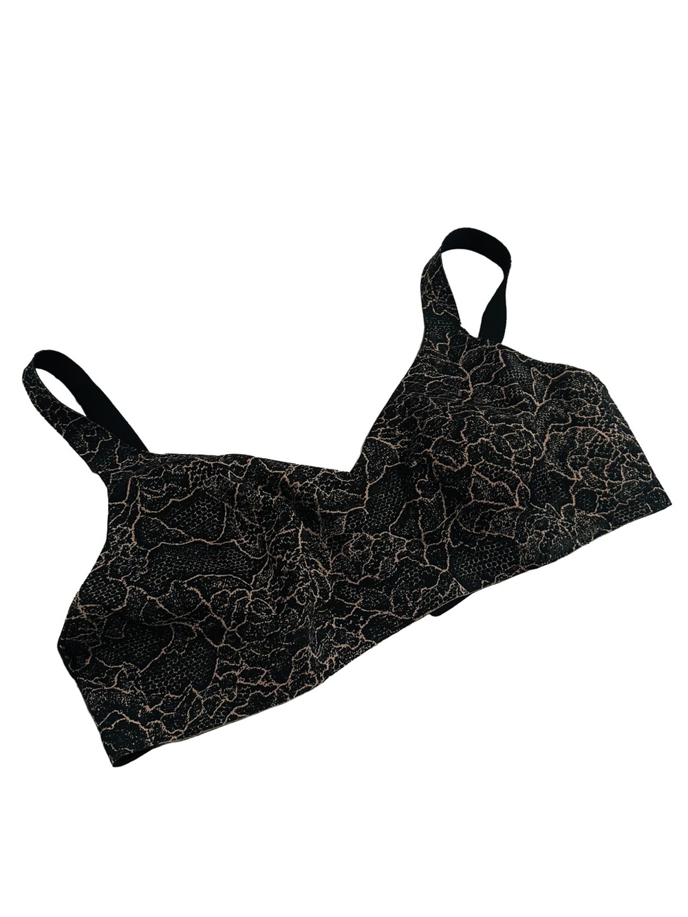 lululemon athletica Black Bra with Beige Lace-Style Print